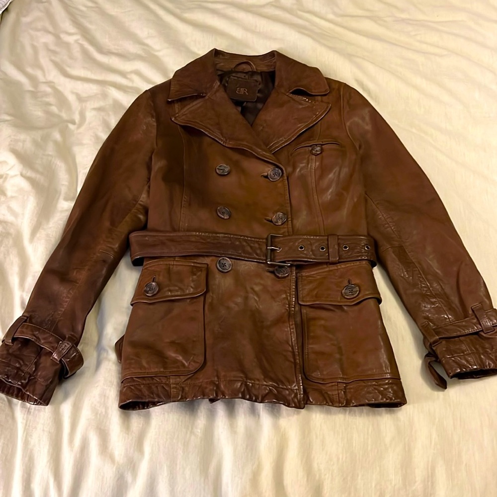 BR brown leather safari jacket